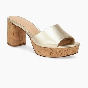 VERONICA BEARD Dali 70MM Metallic Leather Platform Sandals  Sz. 7.5